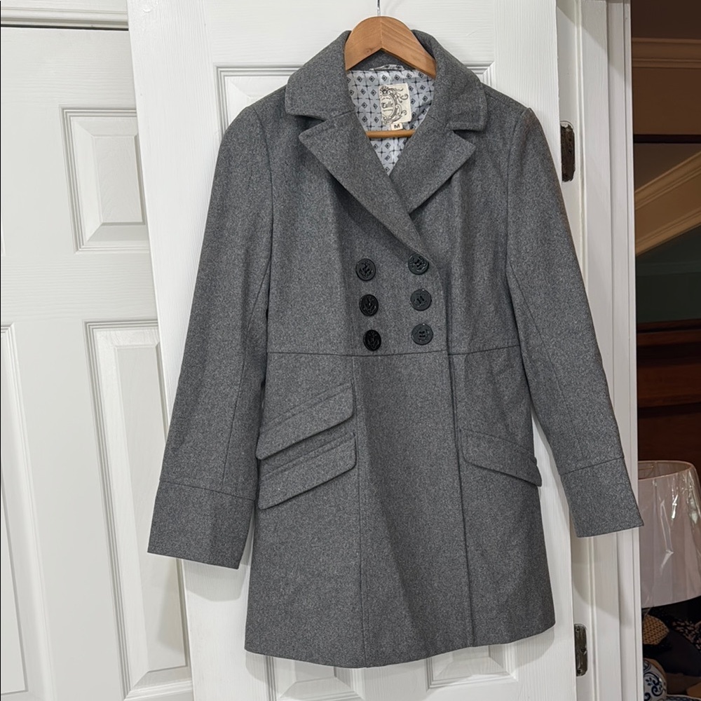 Tulle Gray Pea Coat with Classic Tailoring